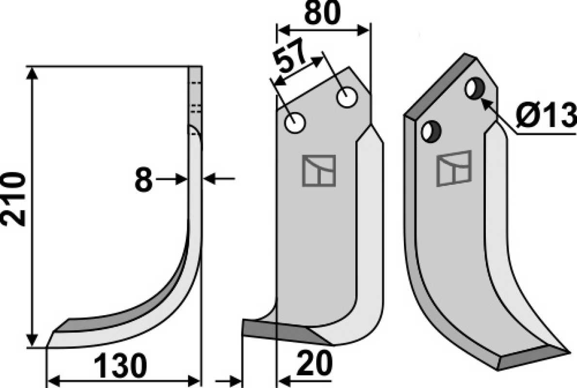 Fräsmesser 210x80mm, links